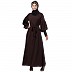 Elegant abaya with long cuff sleeves- Brown